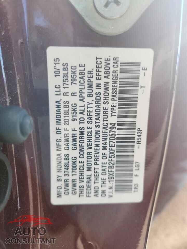 HONDA CIVIC 2015 - 19XFB2F5XFE705794