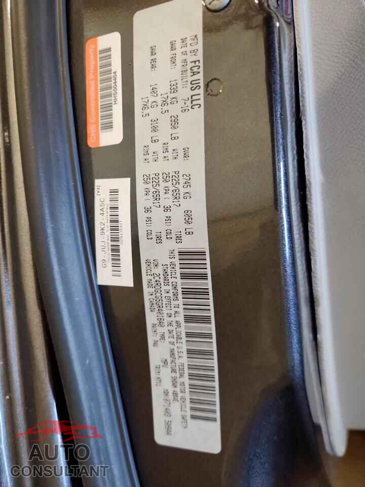 DODGE CARAVAN 2016 - 2C4RDGCG5GR401640