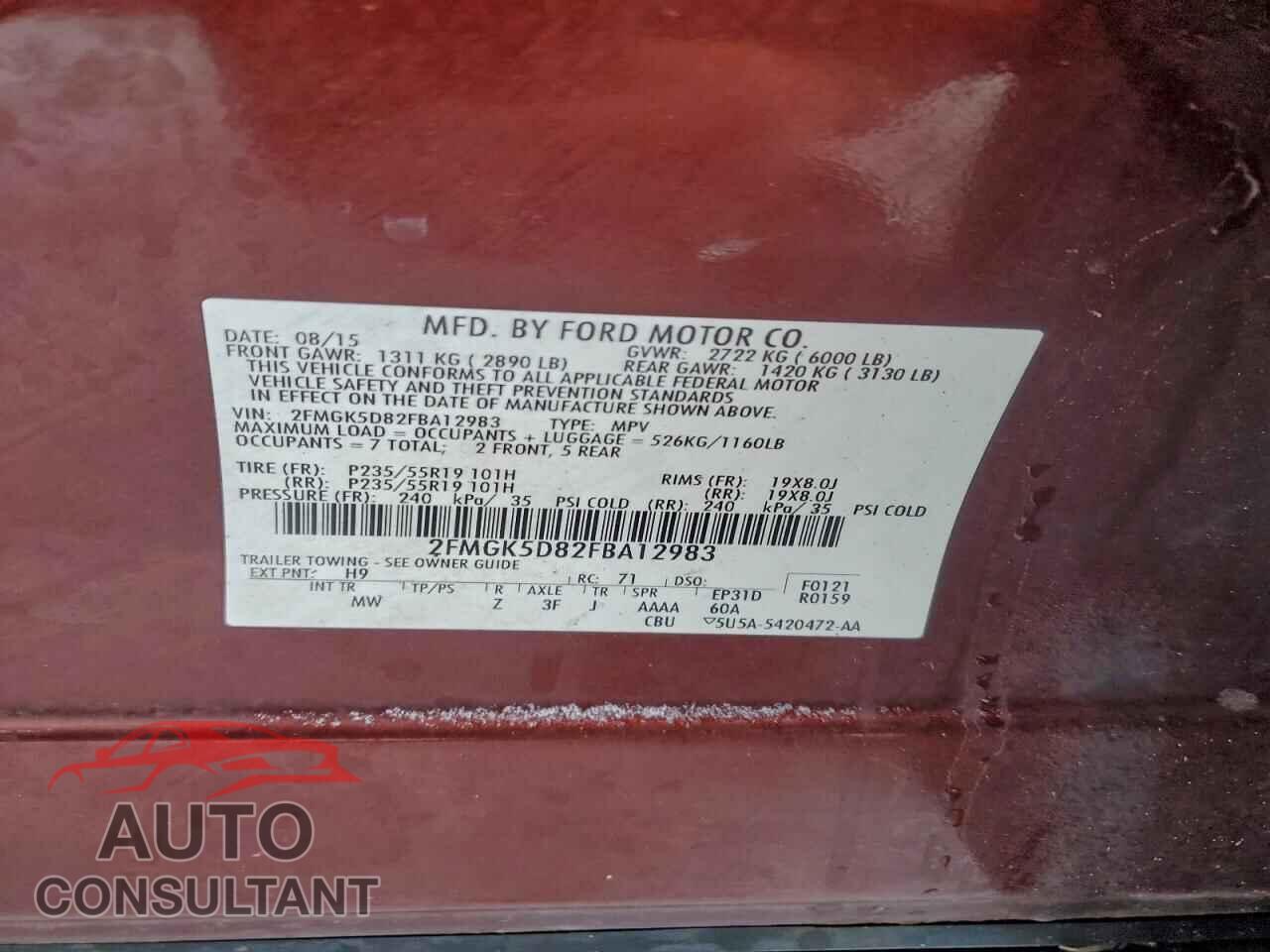 FORD FLEX 2015 - 2FMGK5D82FBA12983