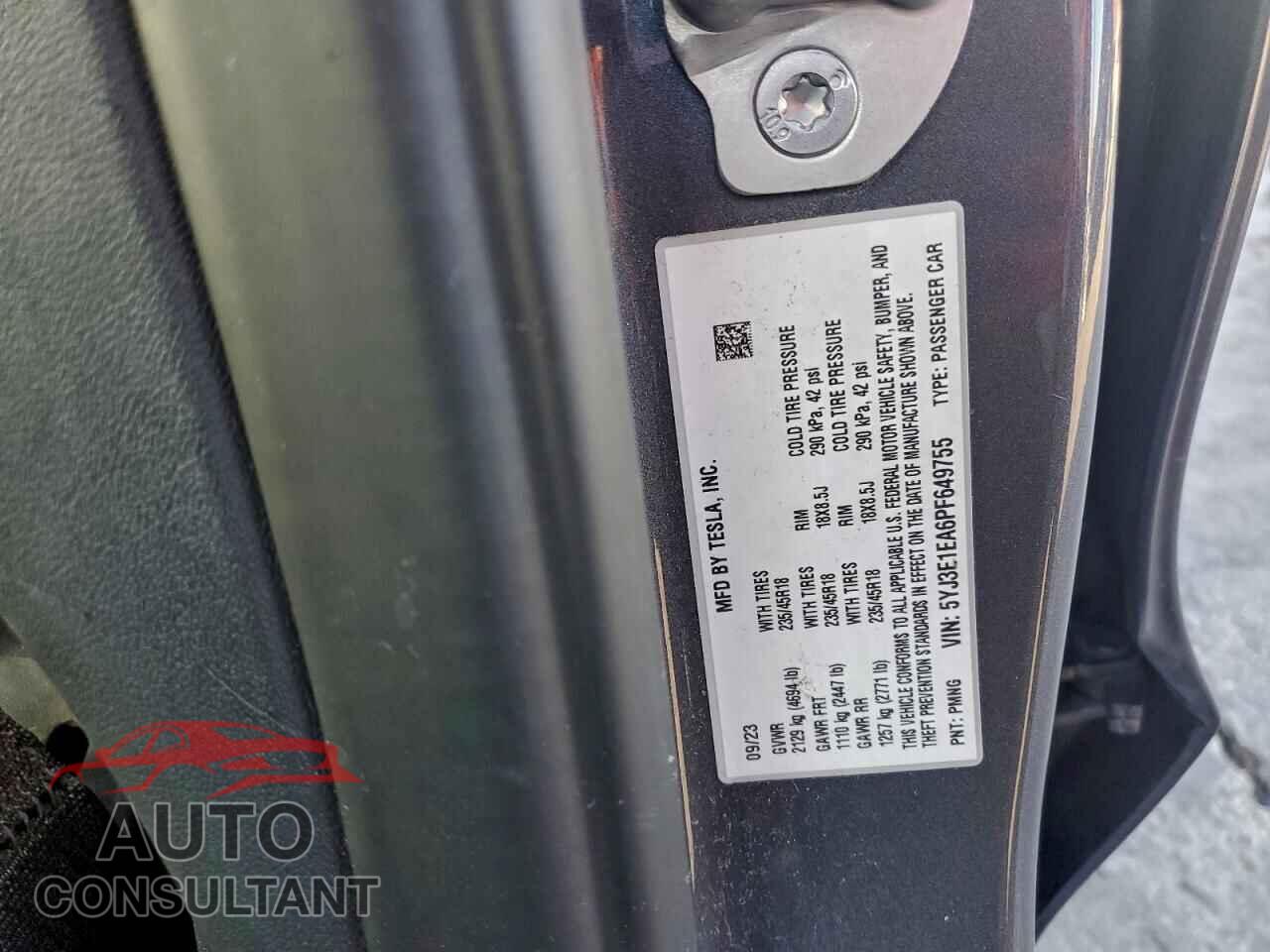 TESLA MODEL 3 2023 - 5YJ3E1EA6PF649755