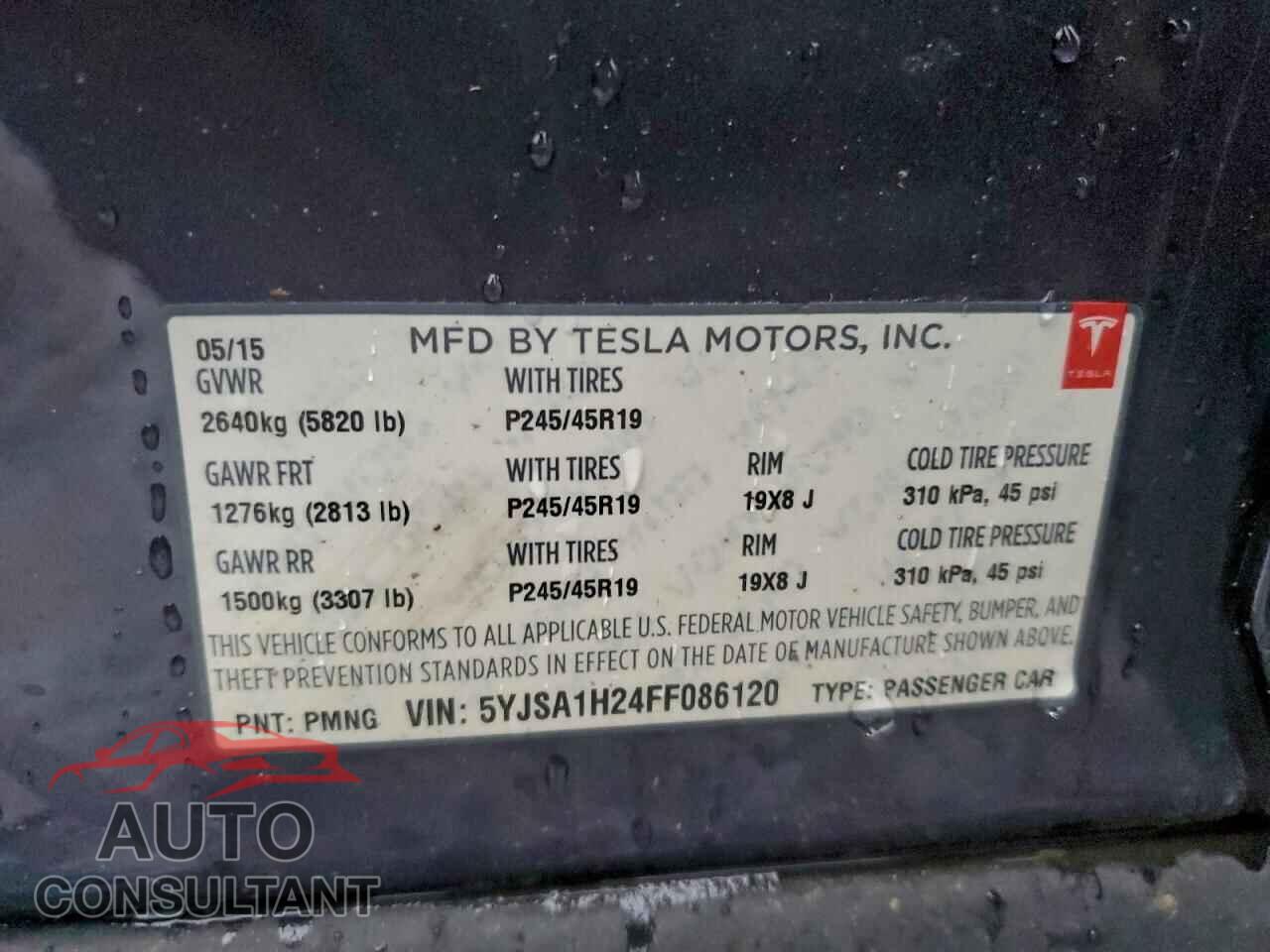 TESLA MODEL S 2015 - 5YJSA1H24FF086120