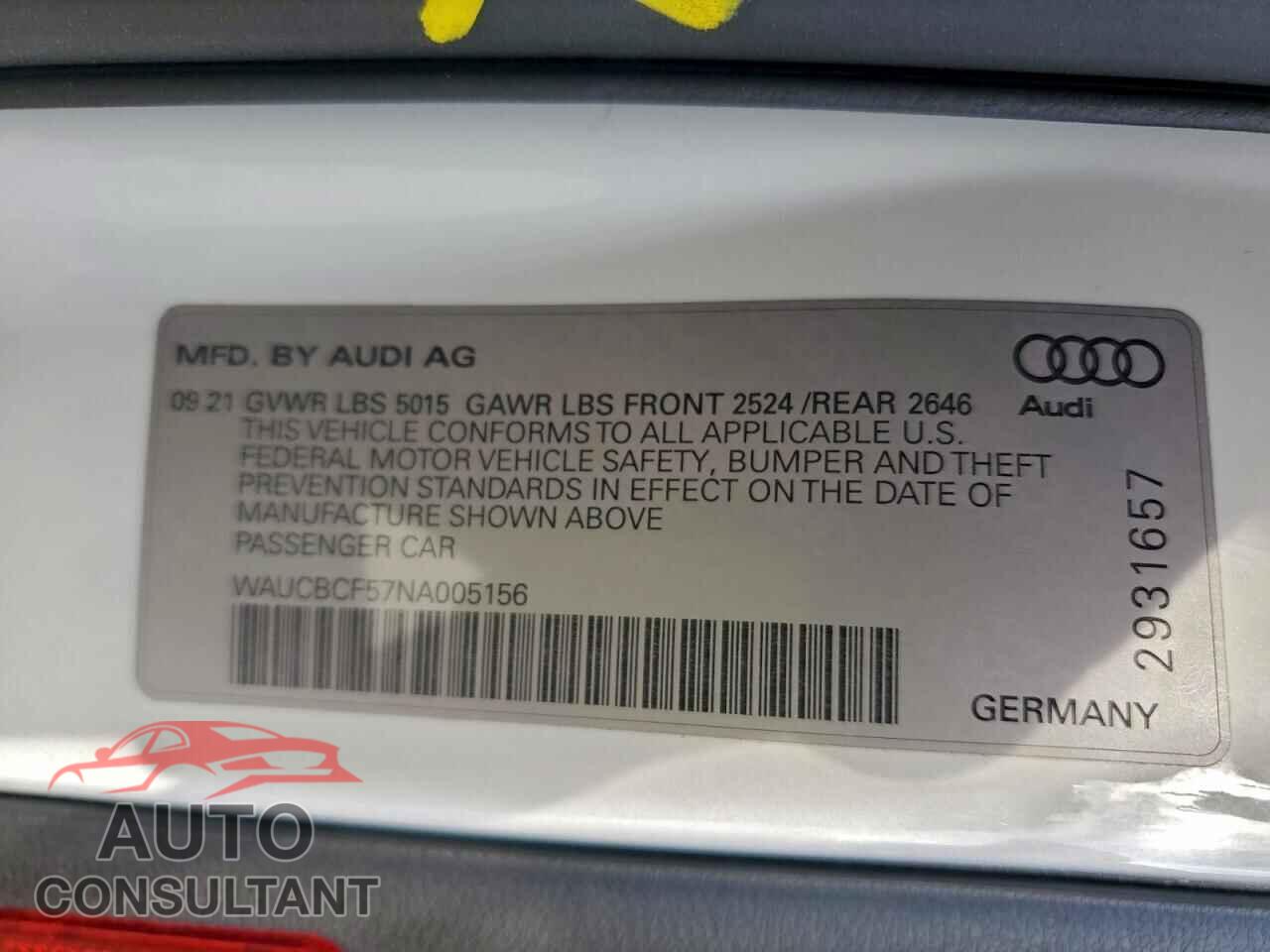 AUDI A5 2022 - WAUCBCF57NA005156