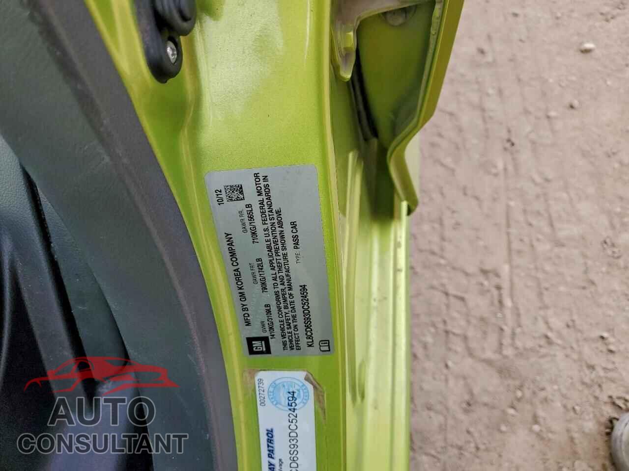 CHEVROLET SPARK 2013 - KL8CD6S93DC524594