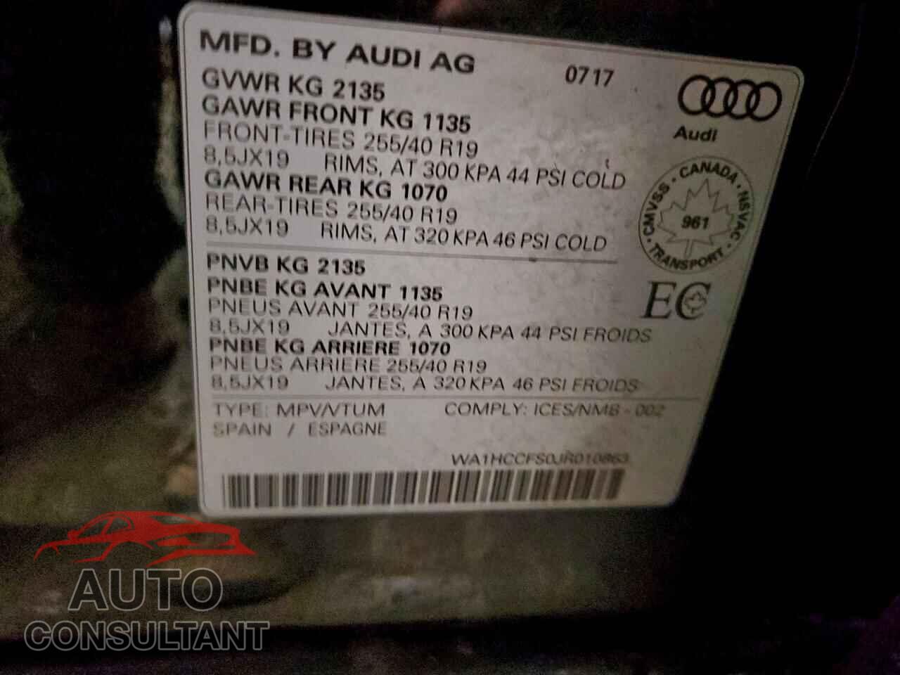 AUDI Q3 2018 - WA1HCCFS0JR010863