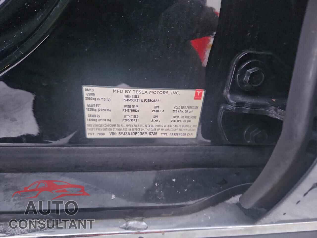TESLA MODEL S 2013 - 5YJSA1DP9DFP18785