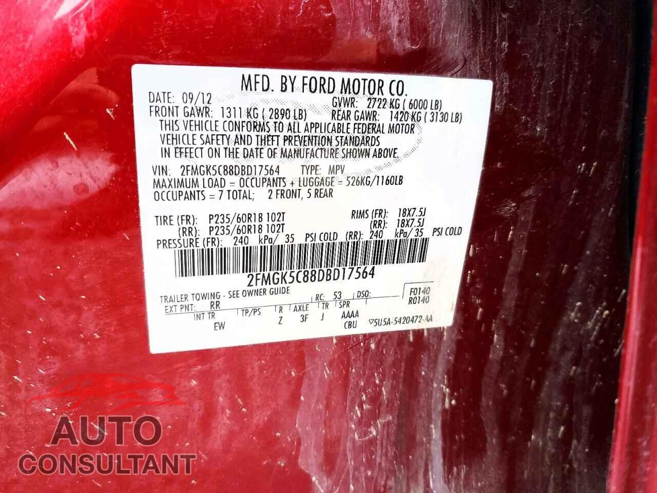 FORD FLEX 2013 - 2FMGK5C88DBD17564