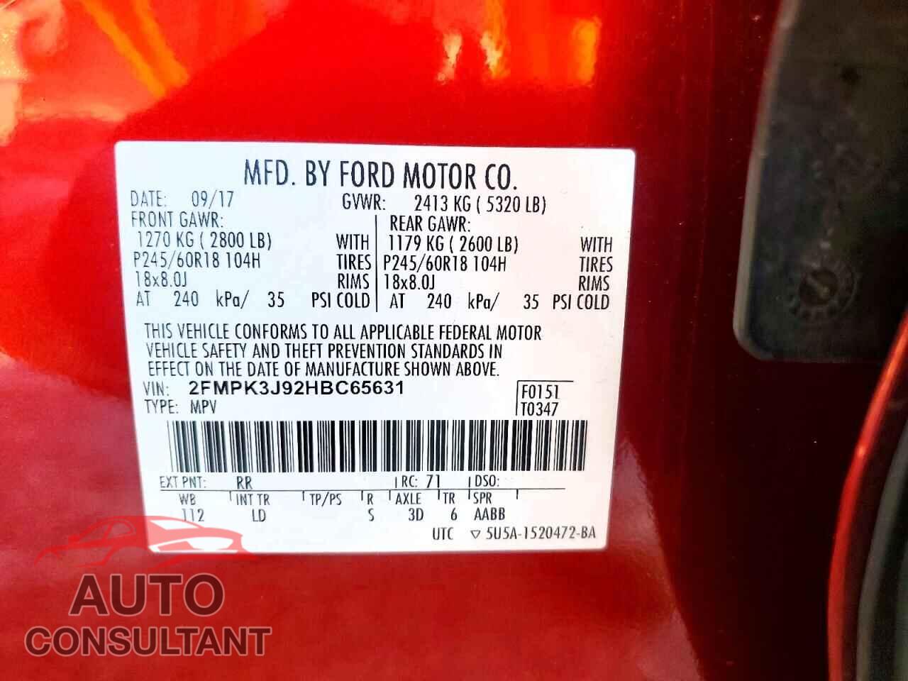 FORD EDGE 2017 - 2FMPK3J92HBC65631