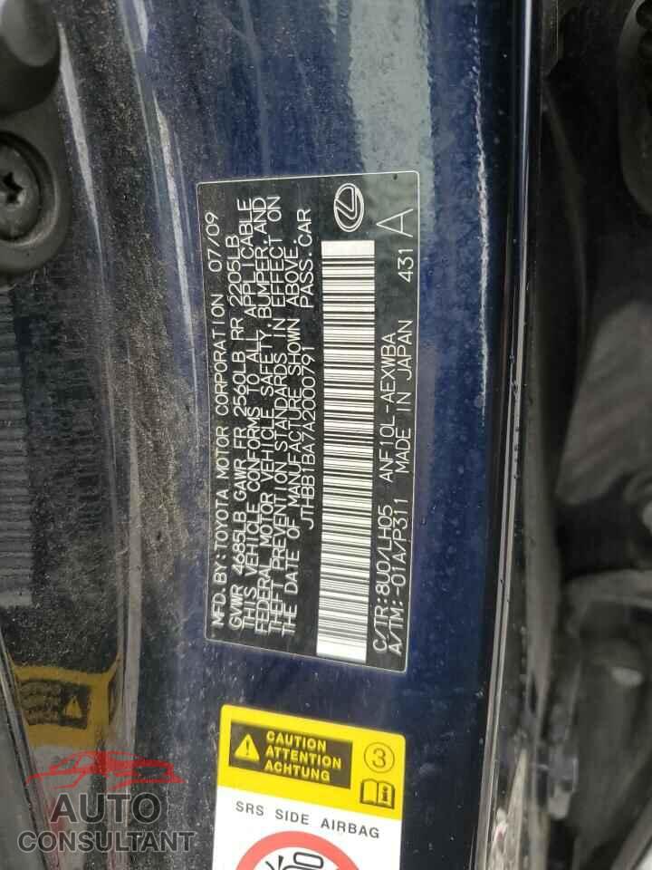 LEXUS HS 2010 - JTHBB1BA7A2000791