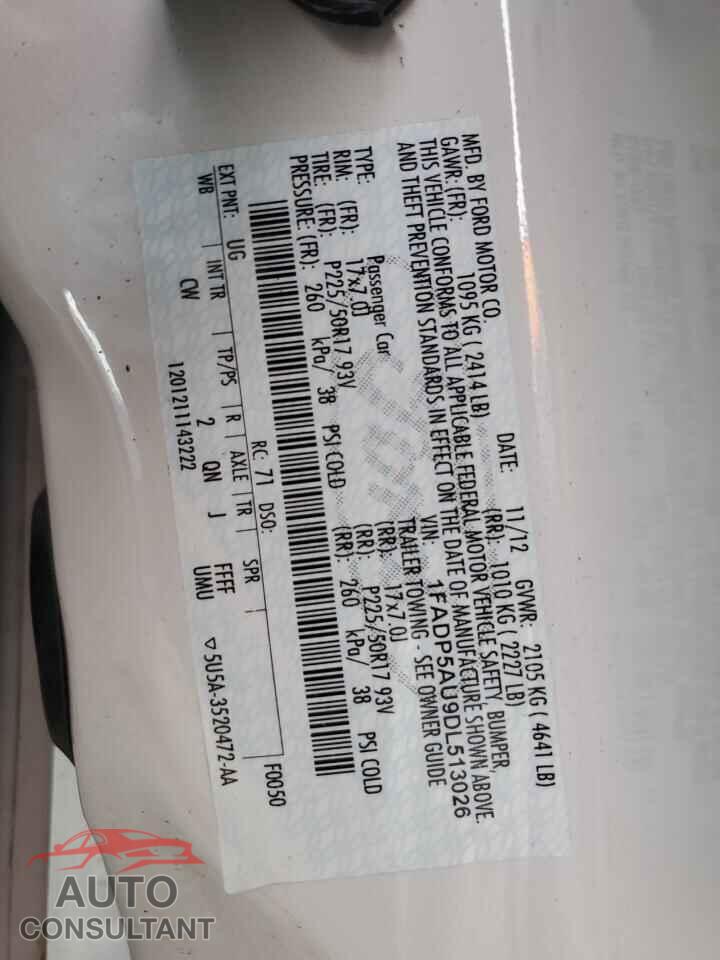 FORD CMAX 2013 - 1FADP5AU9DL513026