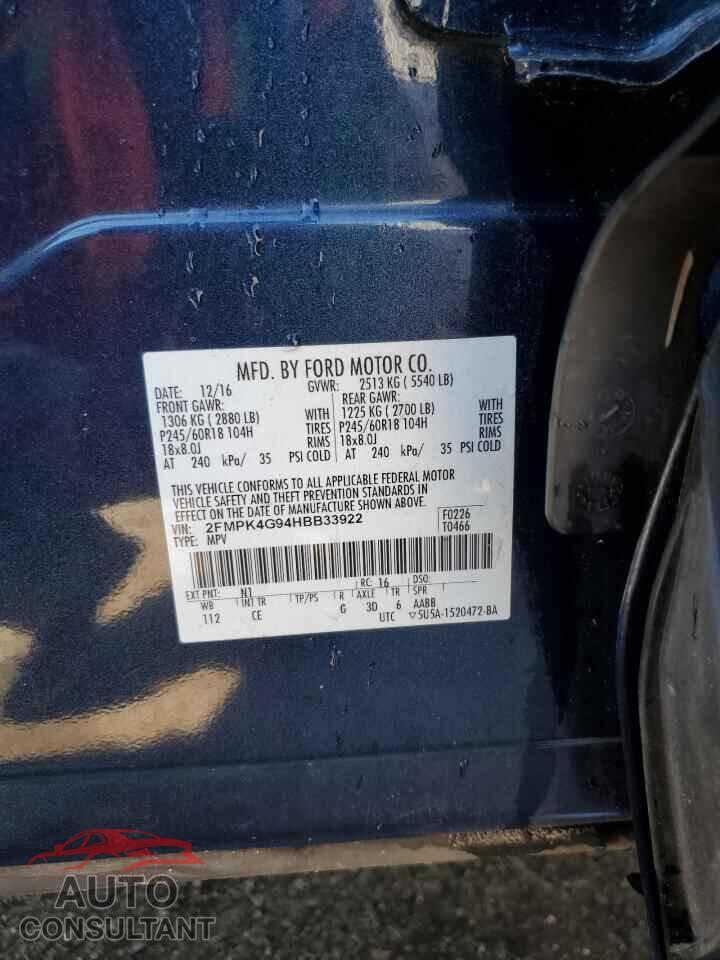 FORD EDGE 2017 - 2FMPK4G94HBB33922