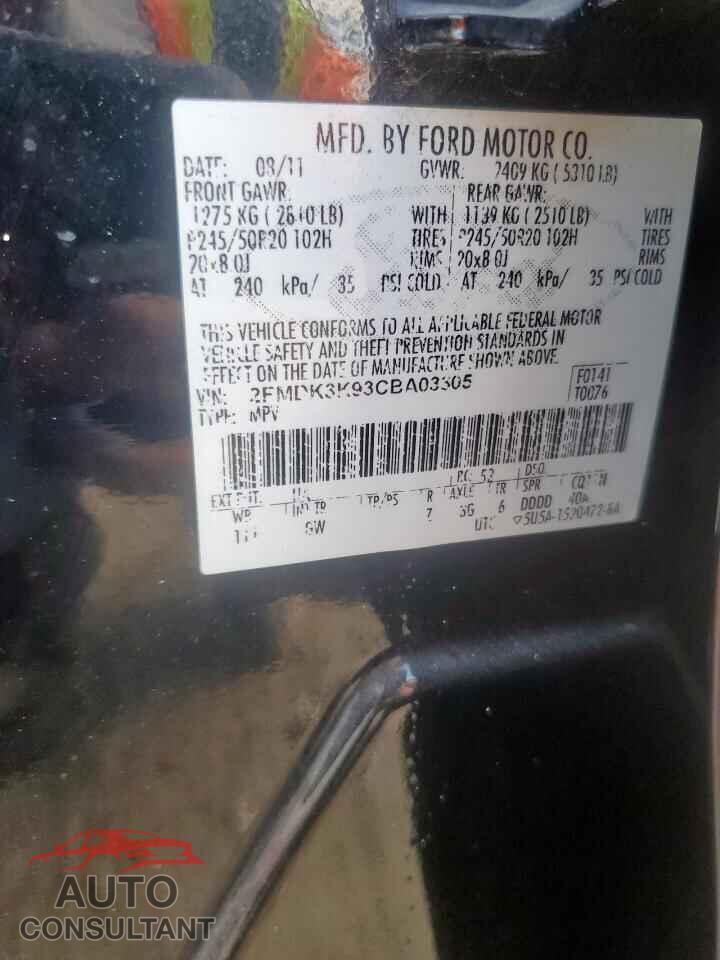 FORD EDGE 2012 - 2FMDK3K93CBA03305