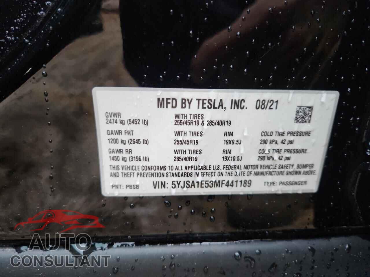 TESLA MODEL S 2021 - 5YJSA1E53MF441189