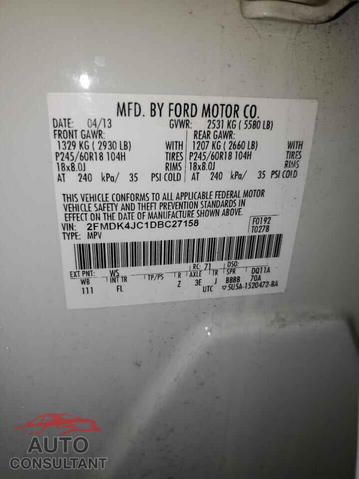 FORD EDGE 2013 - 2FMDK4JC1DBC27158