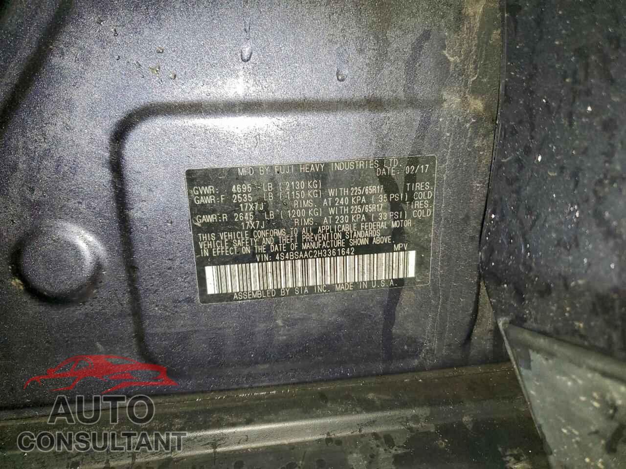 SUBARU OUTBACK 2017 - 4S4BSAAC2H3361642