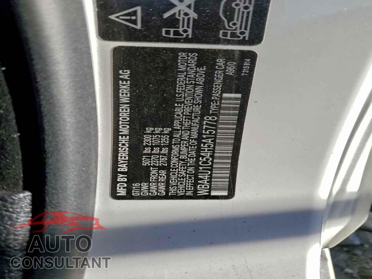 BMW 4 SERIES 2017 - WBA4U1C54H5A15778