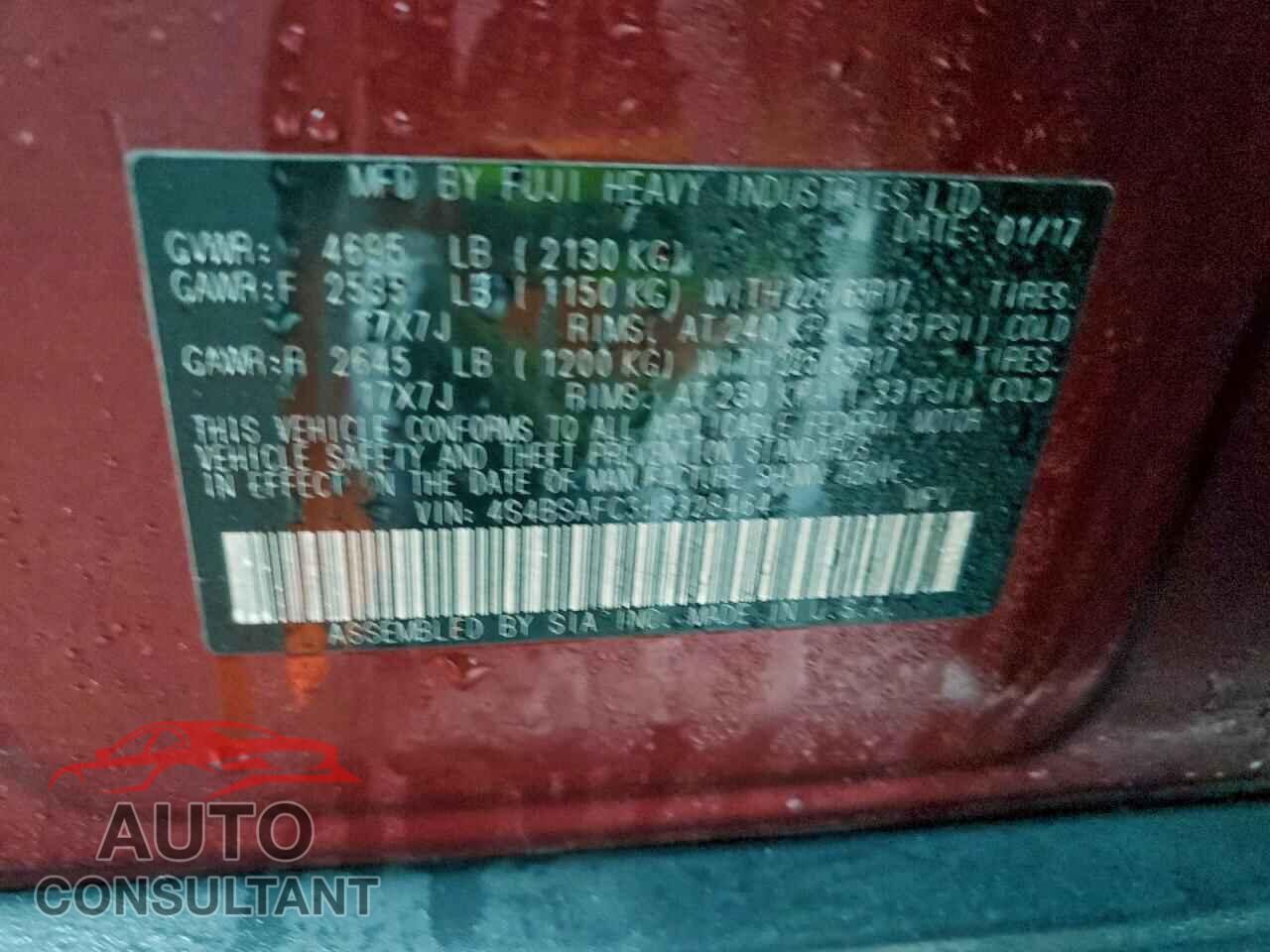 SUBARU OUTBACK 2017 - 4S4BSAFC3H3328464