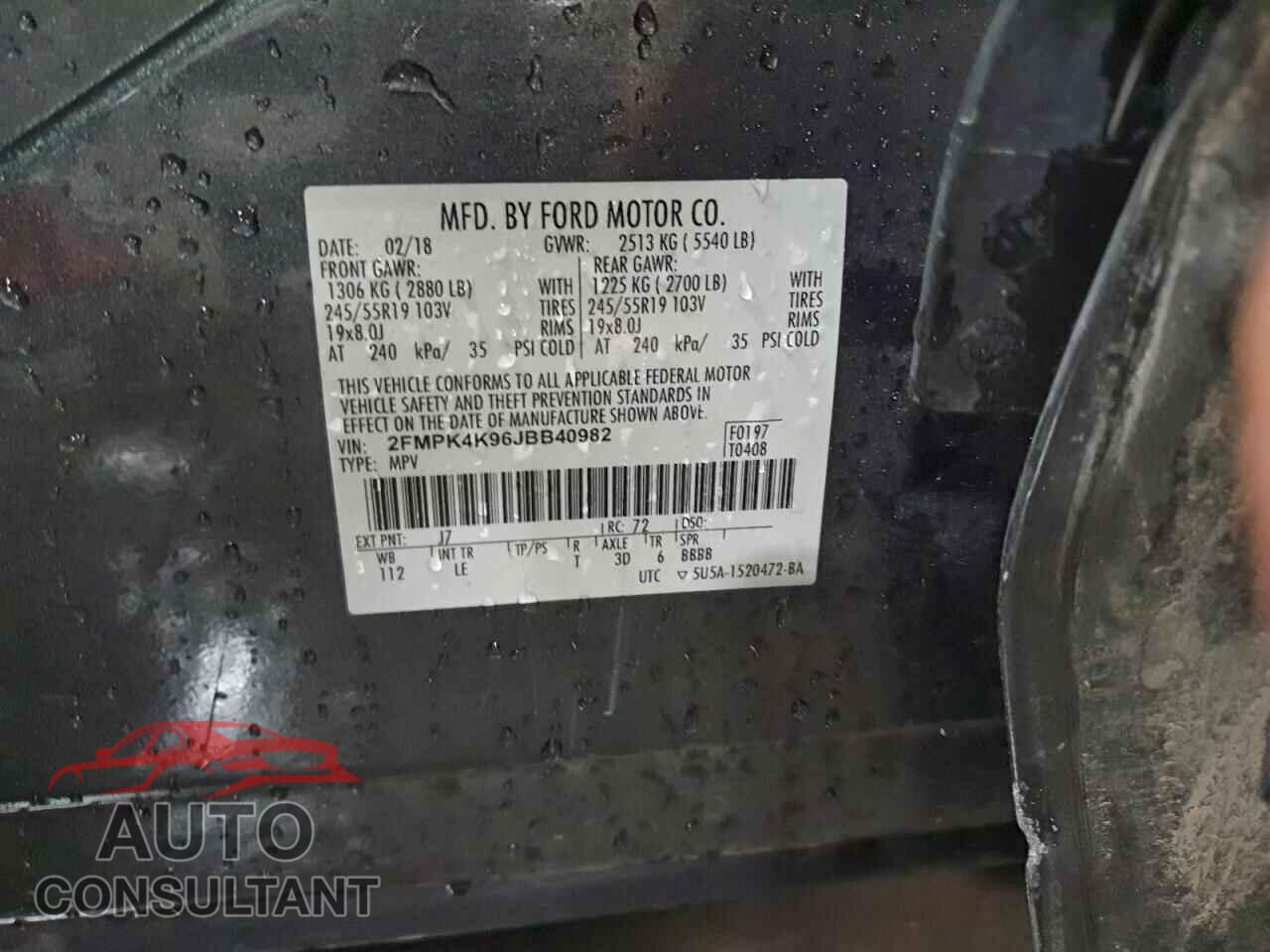 FORD EDGE 2018 - 2FMPK4K96JBB40982