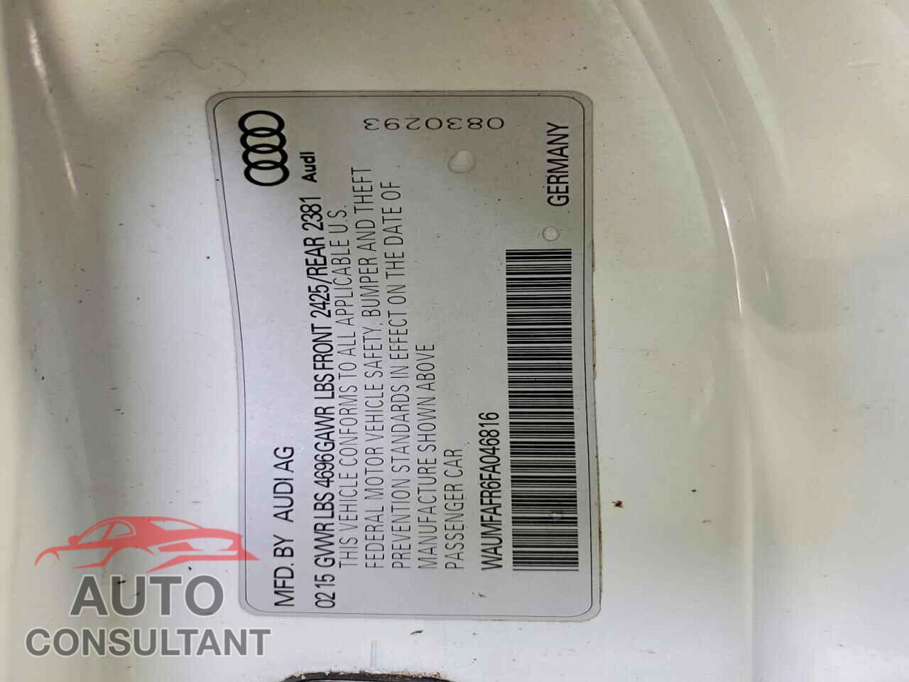AUDI A5 2015 - WAUMFAFR6FA046816