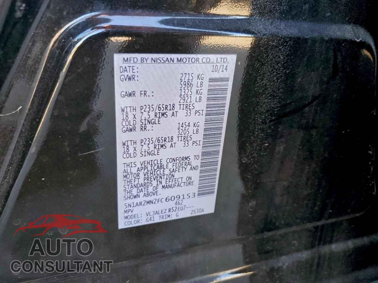 NISSAN PATHFINDER 2015 - 5N1AR2MN2FC609153