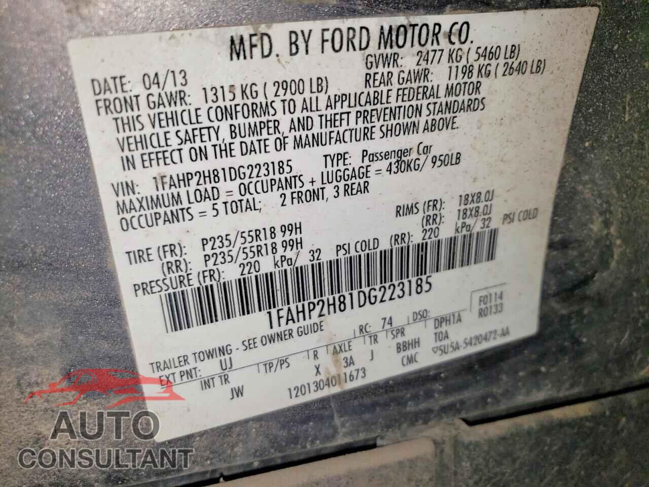 FORD TAURUS 2013 - 1FAHP2H81DG223185