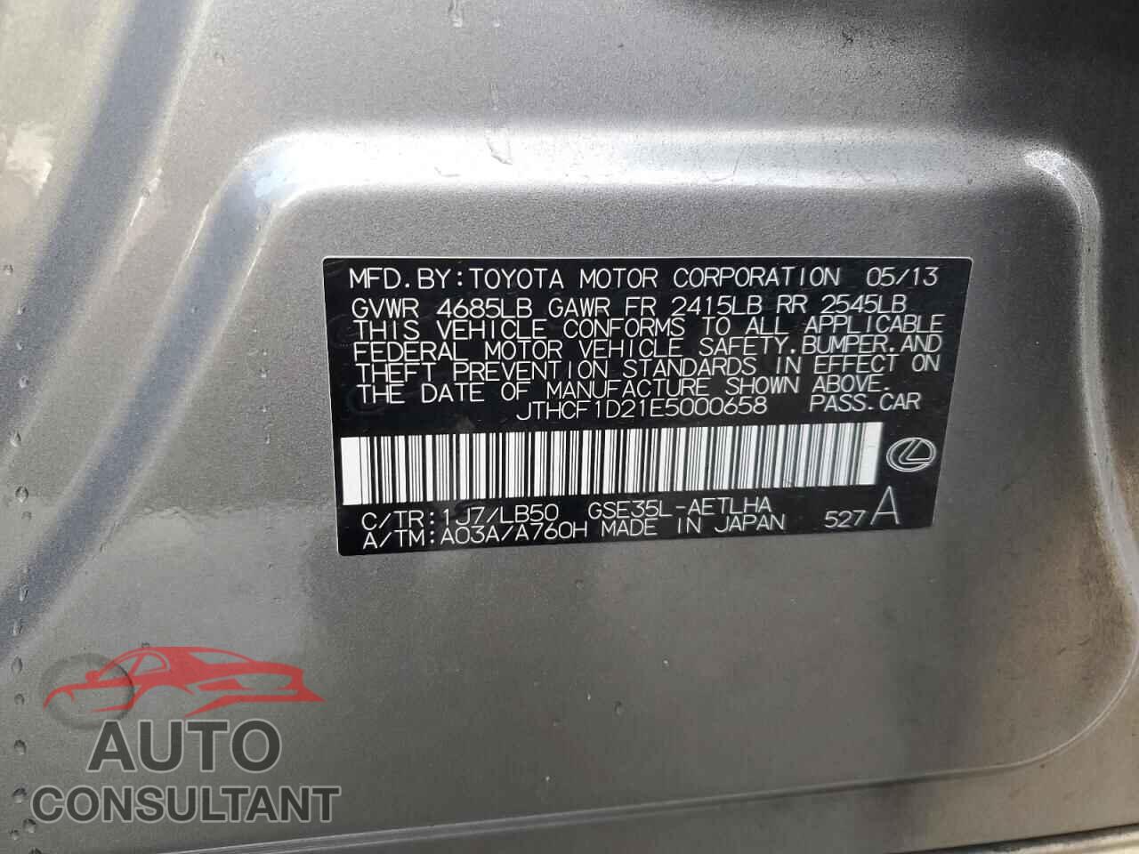 LEXUS IS 2014 - JTHCF1D21E5000658