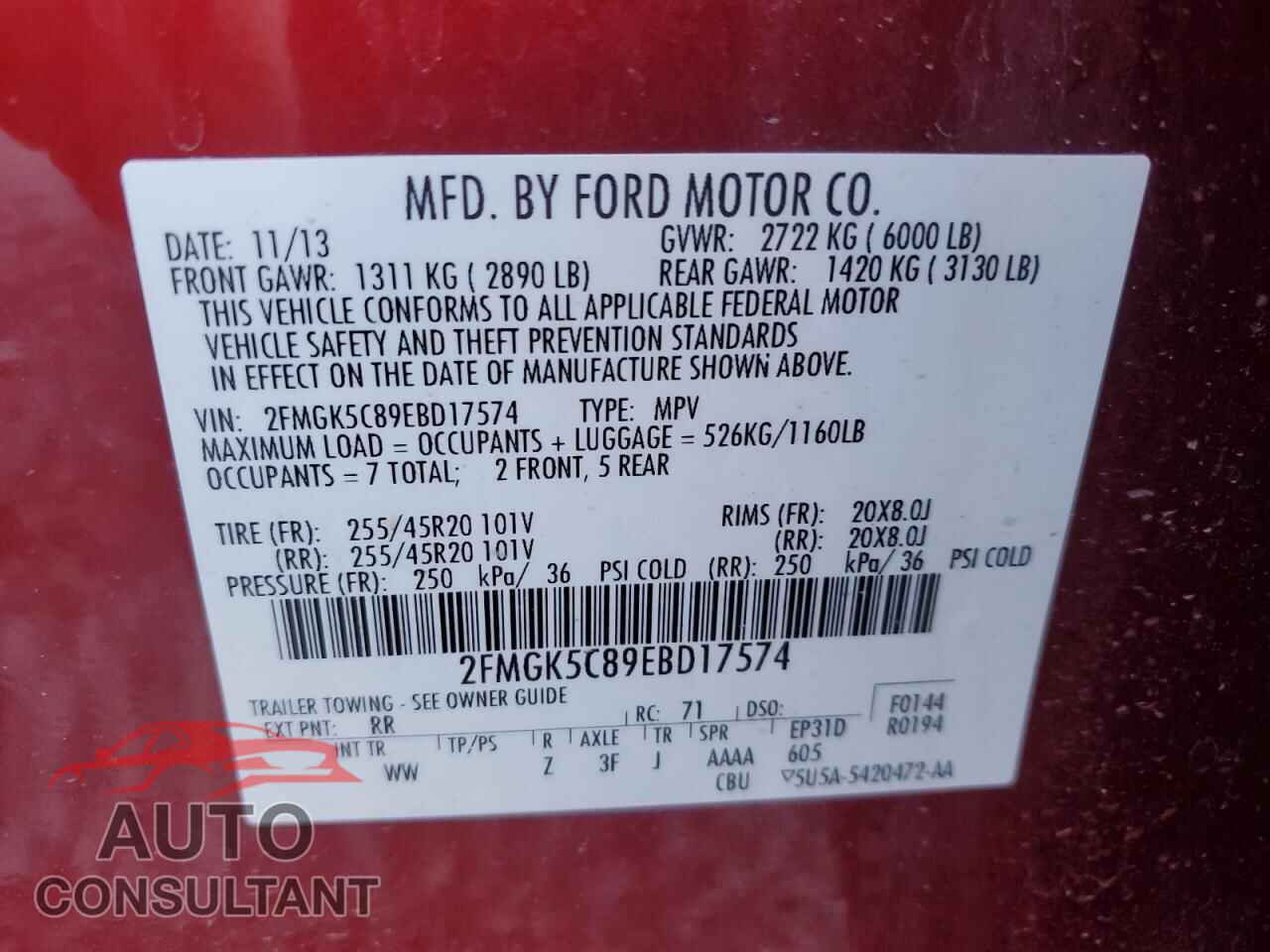 FORD FLEX 2014 - 2FMGK5C89EBD17574