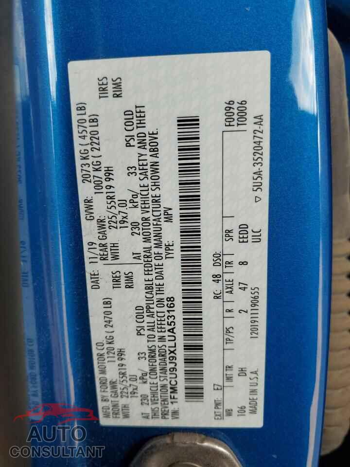 FORD ESCAPE 2020 - 1FMCU9J9XLUA53168