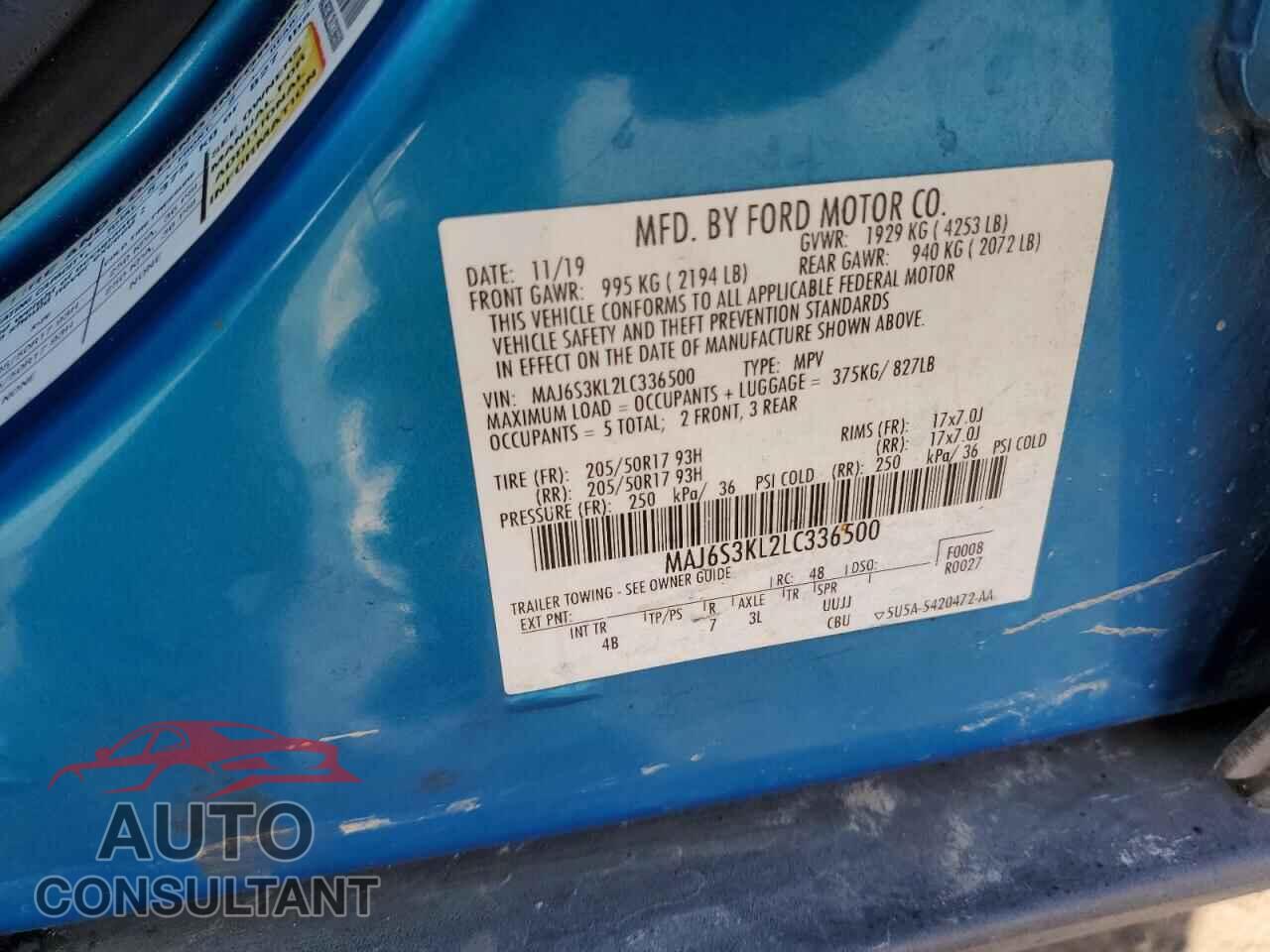 FORD ECOSPORT 2020 - MAJ6S3KL2LC336500