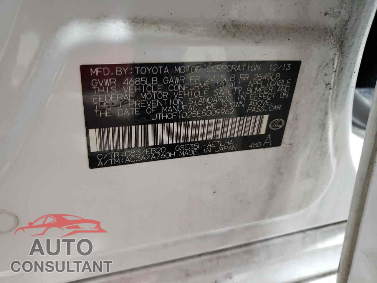 LEXUS IS 2014 - JTHCF1D25E5009962