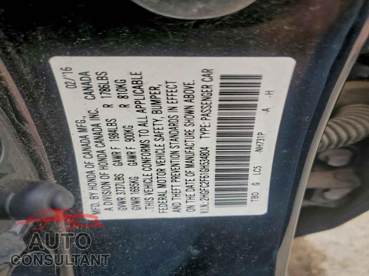 HONDA CIVIC 2016 - 2HGFC2F61GH534804