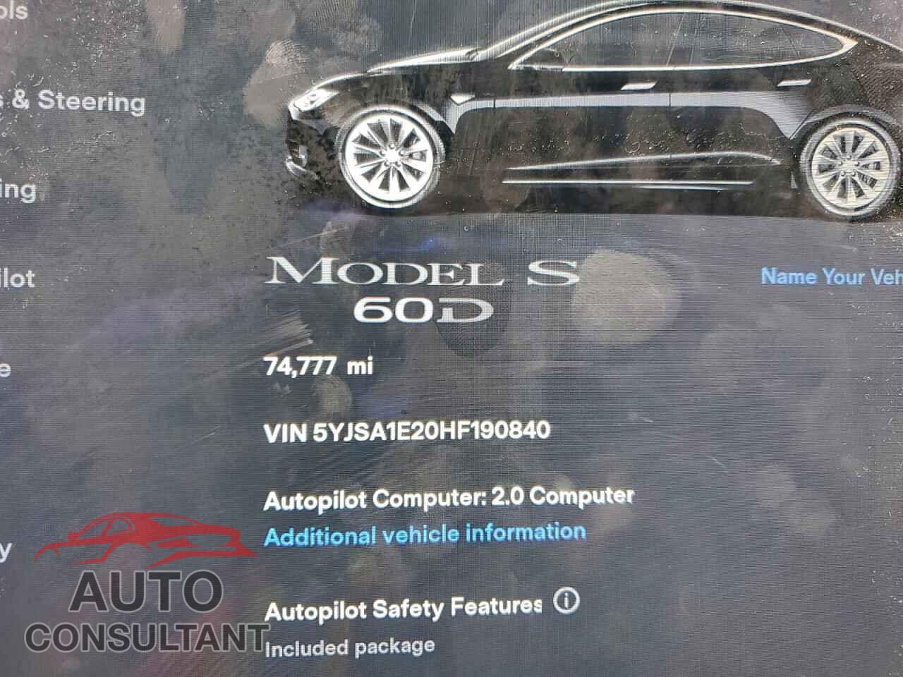 TESLA MODEL S 2017 - 5YJSA1E20HF190840