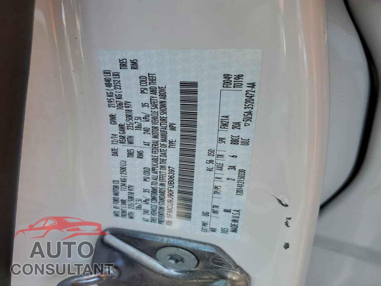 FORD ESCAPE 2015 - 1FMCU9J90FUB06397