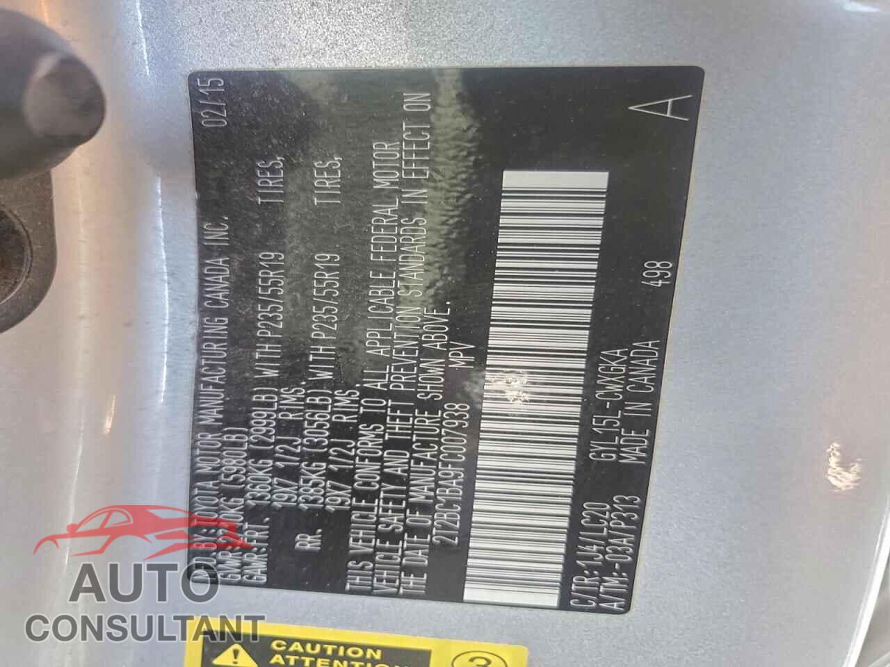 LEXUS RX450 2015 - 2T2BC1BA9FC007938