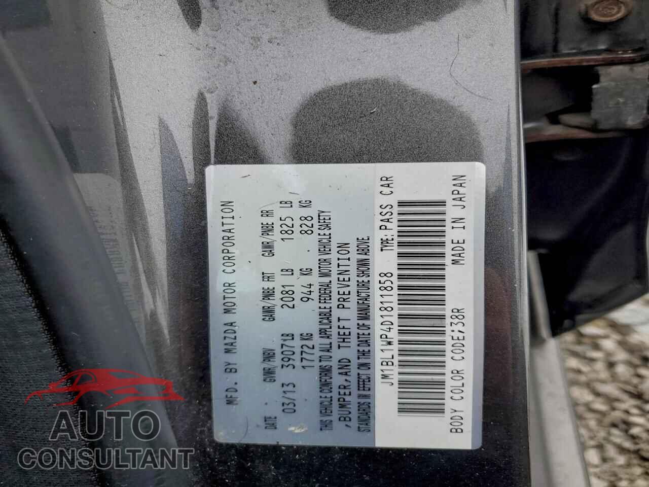 MAZDA 3 2013 - JM1BL1WP4D1811858