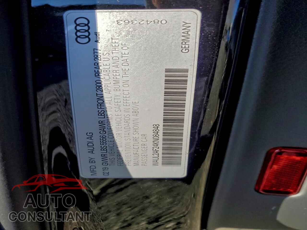 AUDI A6 2019 - WAUL2AF24KN084848