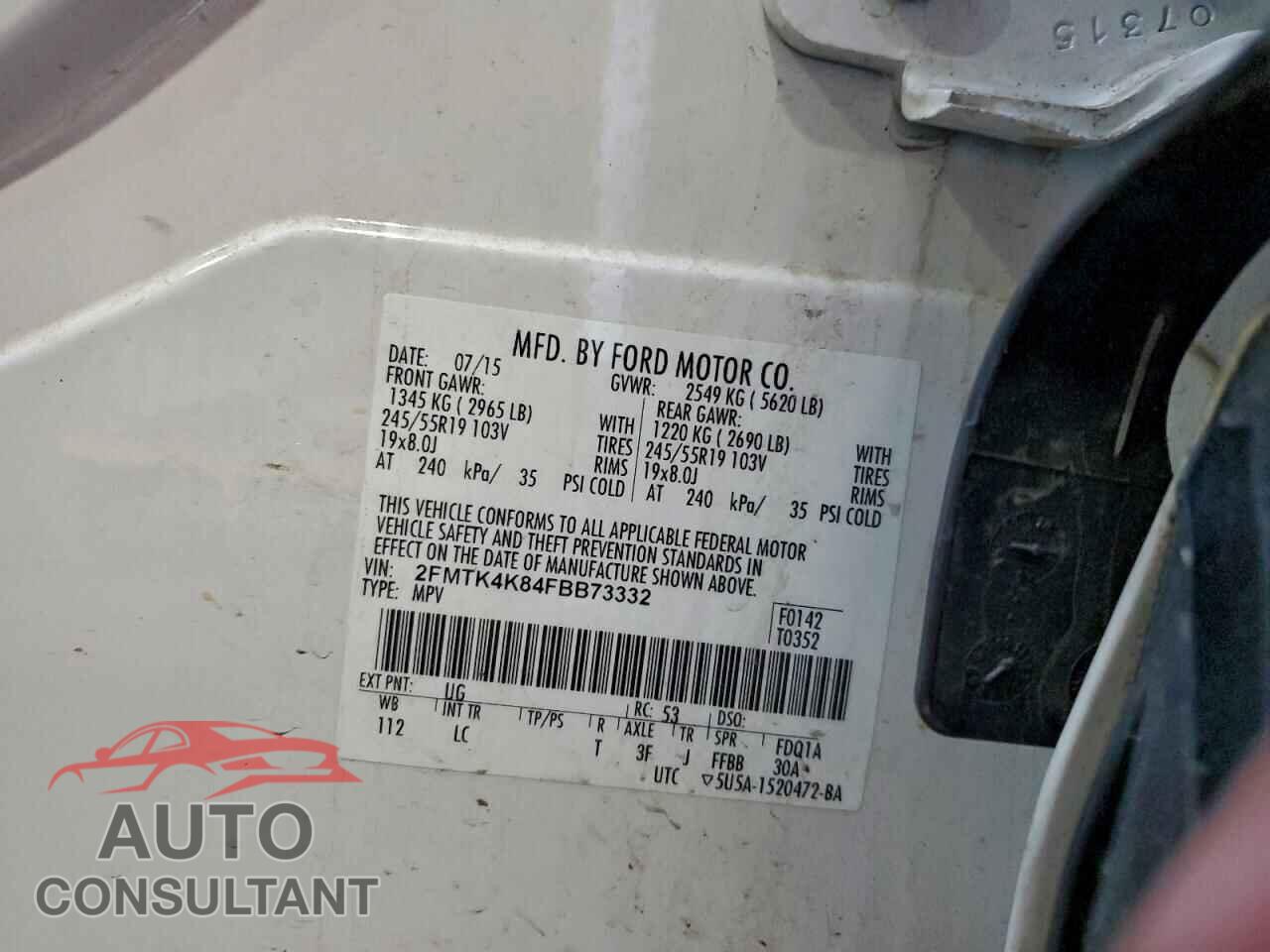 FORD EDGE 2015 - 2FMTK4K84FBB73332