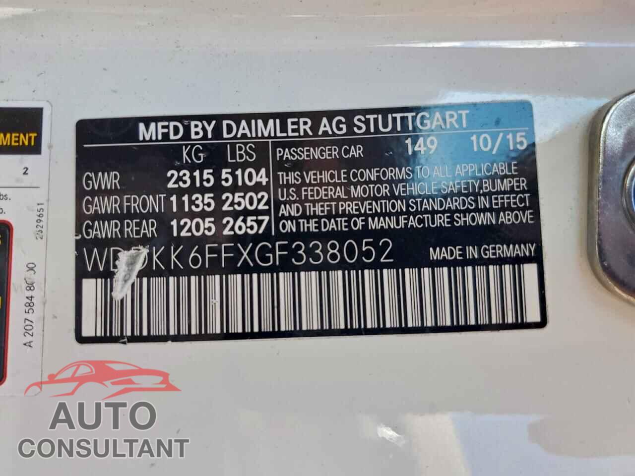 MERCEDES-BENZ E-CLASS 2016 - WDDKK6FFXGF338052