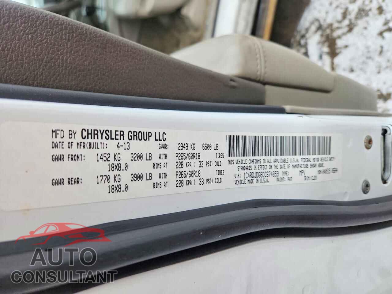 DODGE DURANGO 2013 - 1C4RDJDG6DC674859