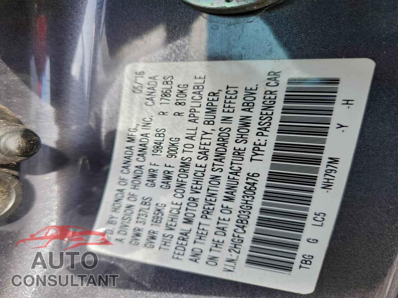 HONDA CIVIC 2016 - 2HGFC4B03GH306476
