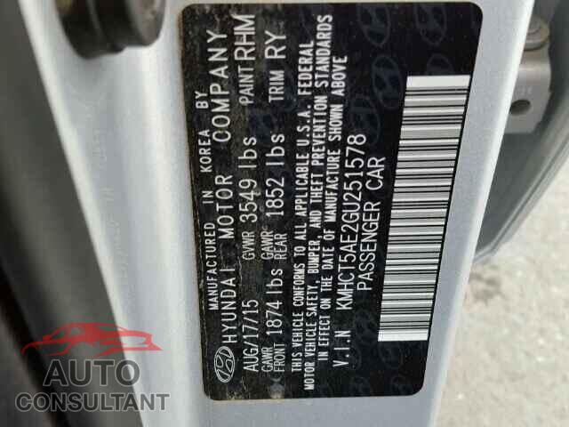 HYUNDAI ACCENT 2016 - KMHCT5AE2GU251578