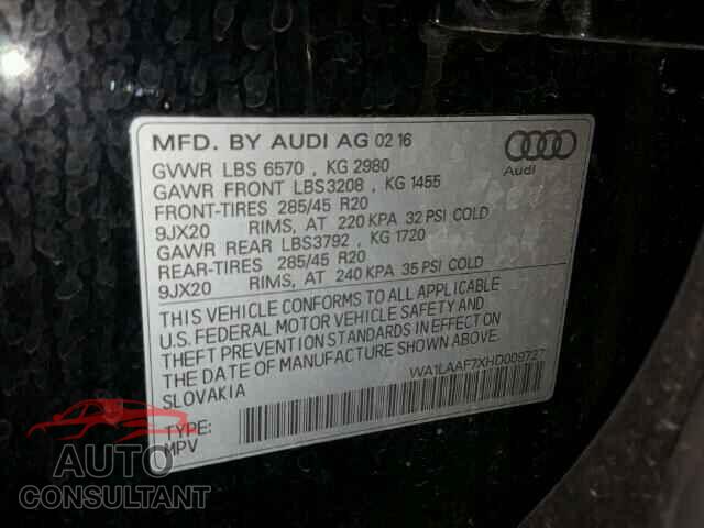 AUDI Q7 2017 - WA1LAAF7XHD009727