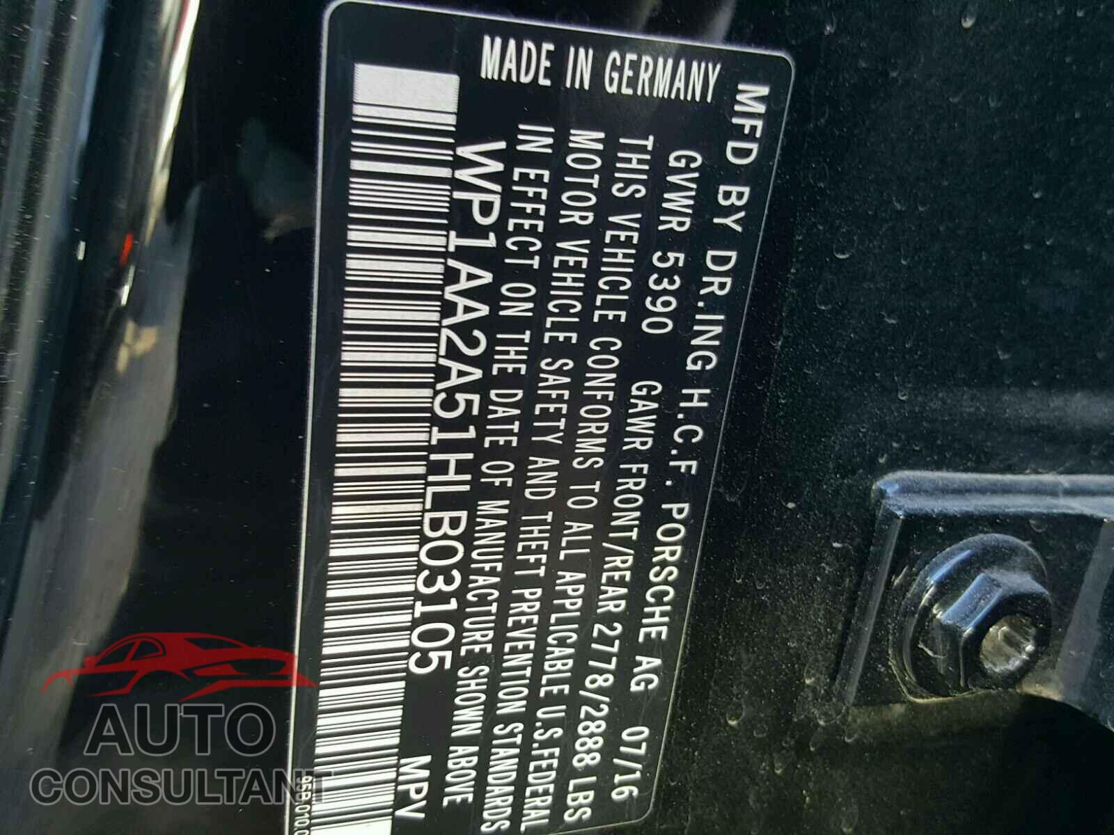 PORSCHE MACAN 2017 - WP1AA2A51HLB03105