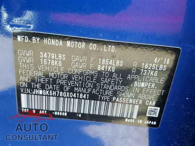 HONDA FIT 2016 - JHMGK5H78GX041841