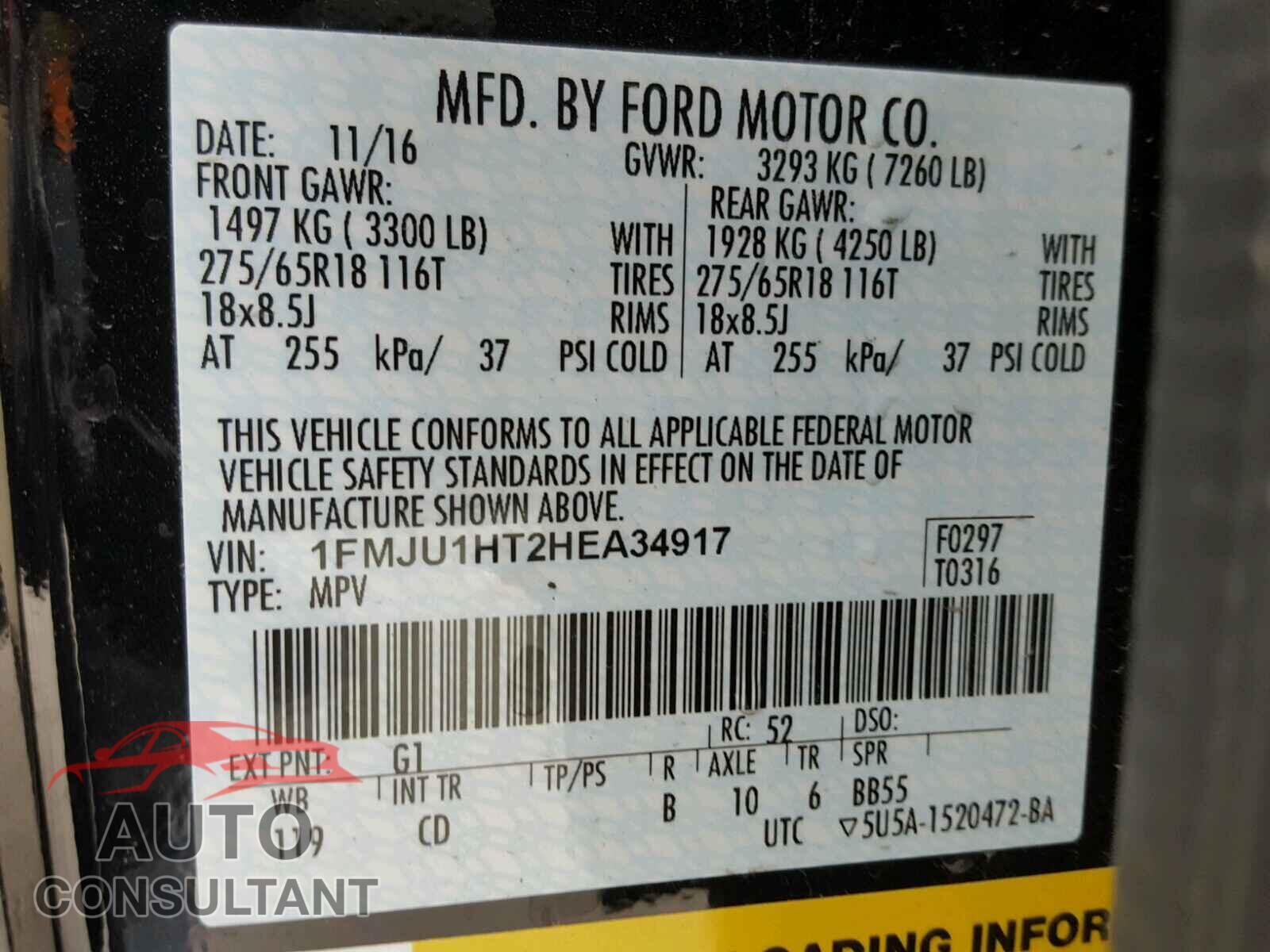 FORD EXPEDITION 2017 - 1FMJU1HT2HEA34917