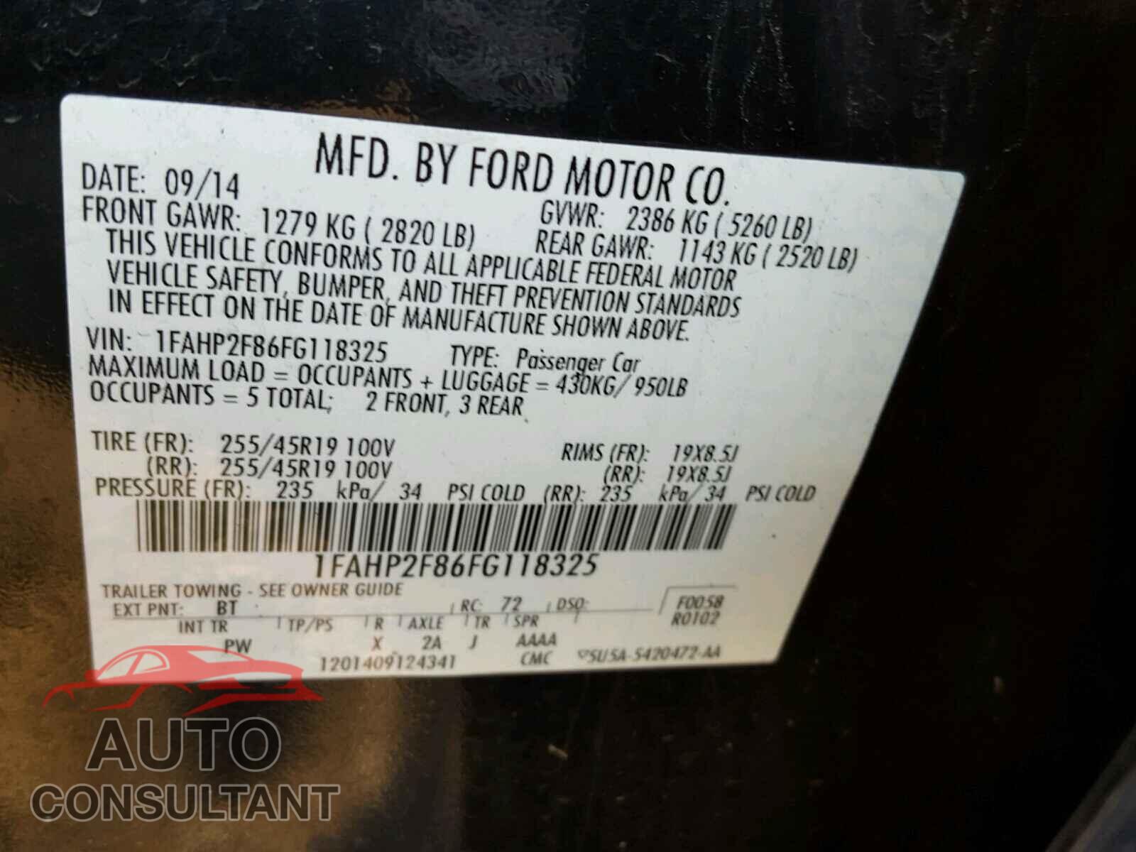 FORD TAURUS 2015 - 1FAHP2F86FG118325