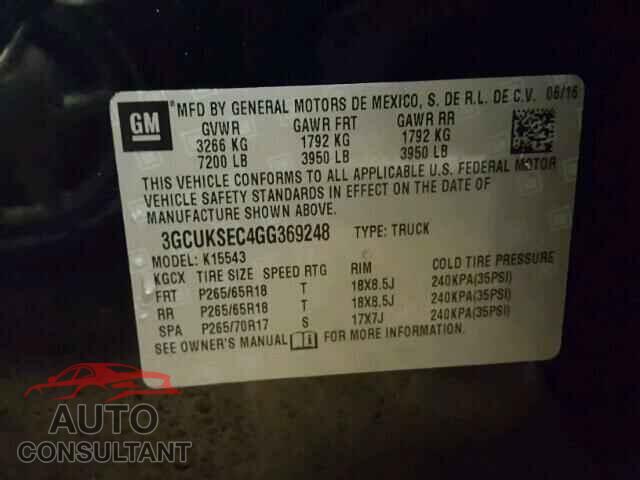CHEVROLET SILVERADO 2016 - 3GCUKSEC4GG369248
