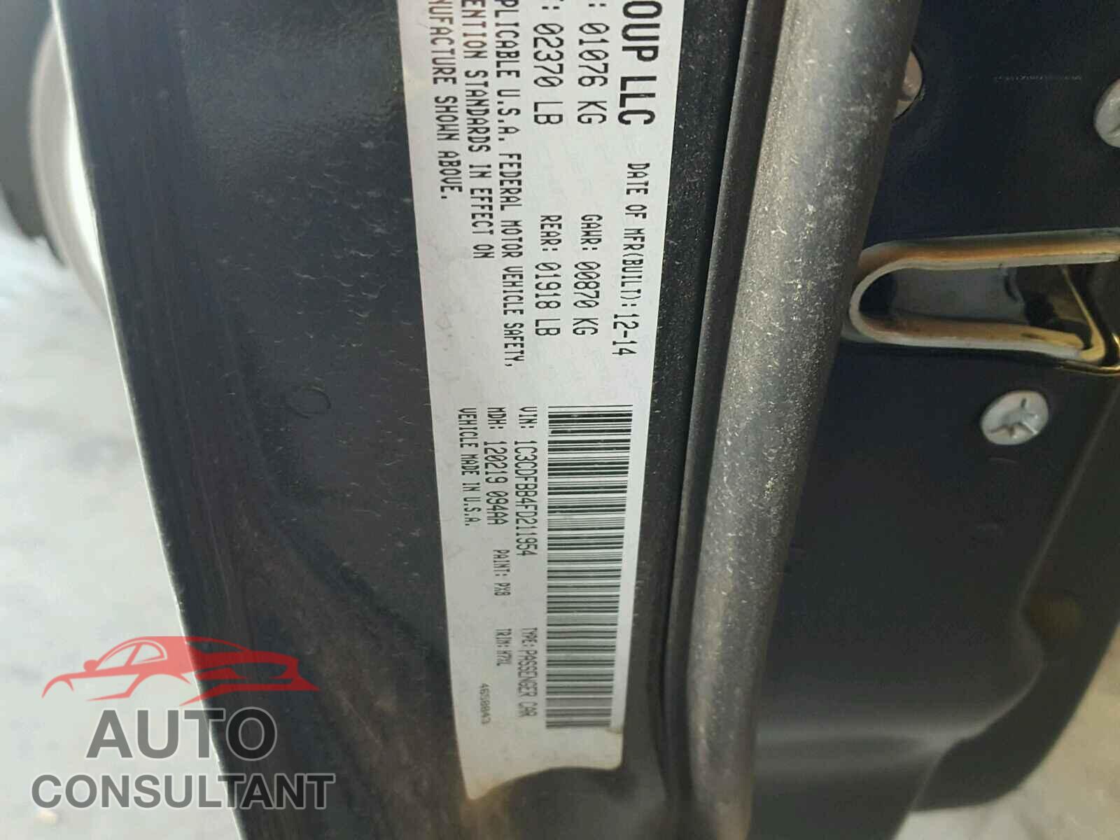 DODGE DART 2015 - 1C3CDFBB4FD211954