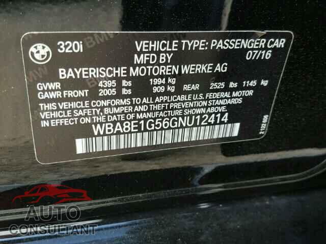 BMW 3 SERIES 2016 - WBA8E1G56GNU12414
