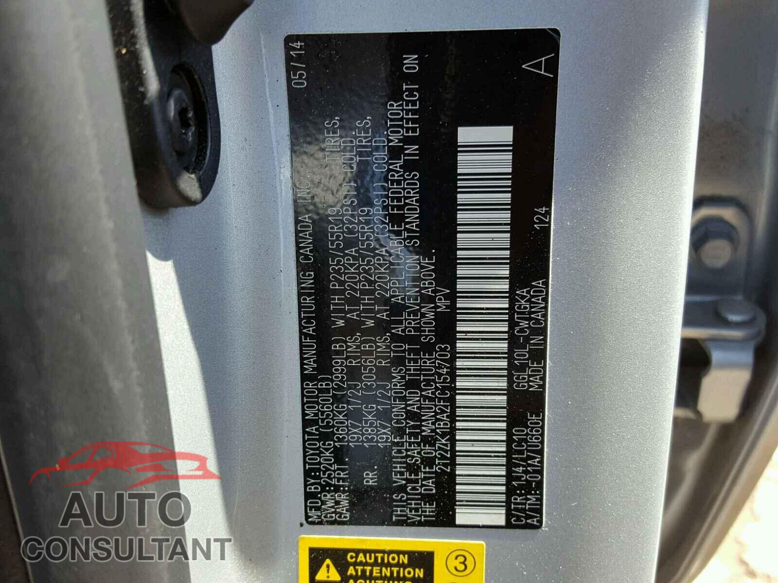 LEXUS RX350 2015 - 2T2ZK1BA2FC154703