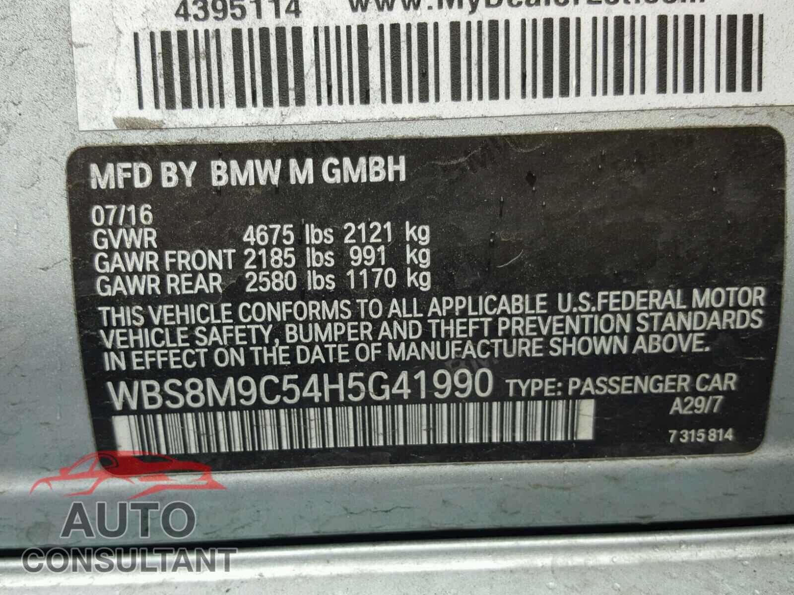 BMW M3 2017 - WBS8M9C54H5G41990